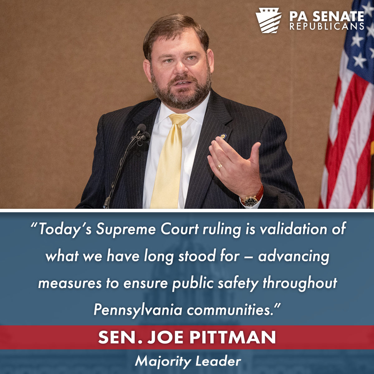 Quote graphic featuring Sen. Pittman.