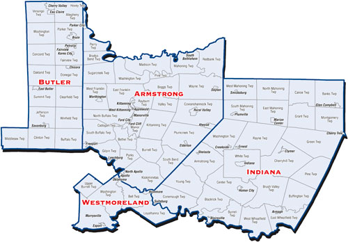 All of ARMSTRONG County; Part of BUTLER County consisting of the TOWNSHIPS ...